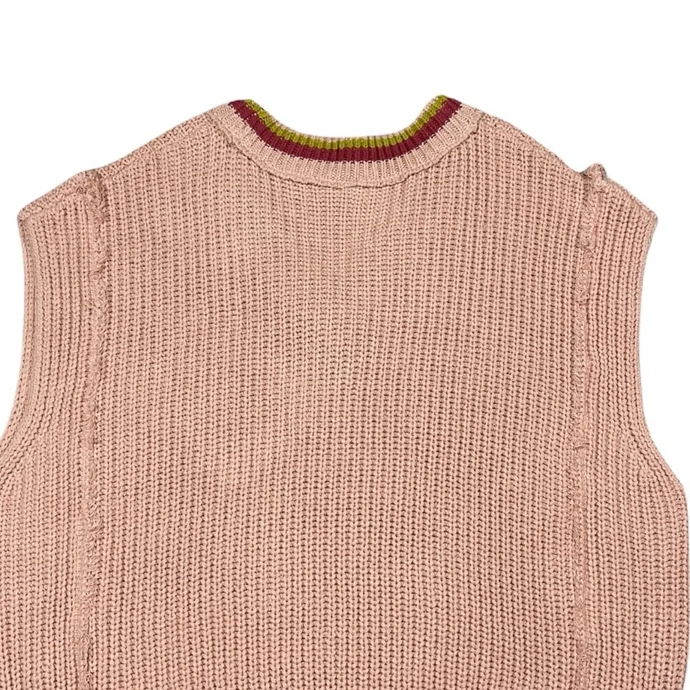 NEW Free People Slouchy Sweater Oversized Tunic Mini V-Neck Cotton Blend Pink XS - Picture 9 of 16
